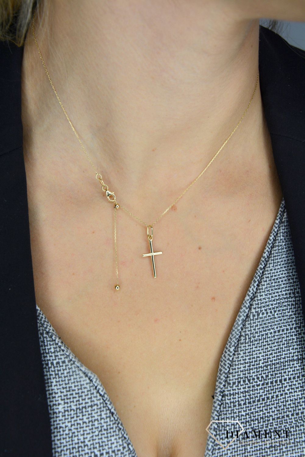 Złoty naszyjnik 585 o szerokości 0,5 mm ze złotą kuleczką DIA-LAN-1255-585 0,5mm.jpg